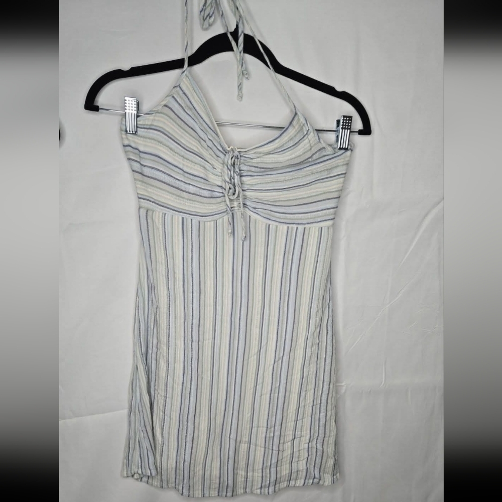 Small American Eagle Halter Striped Dress Lightweight Y2k Flowy Casual Chic